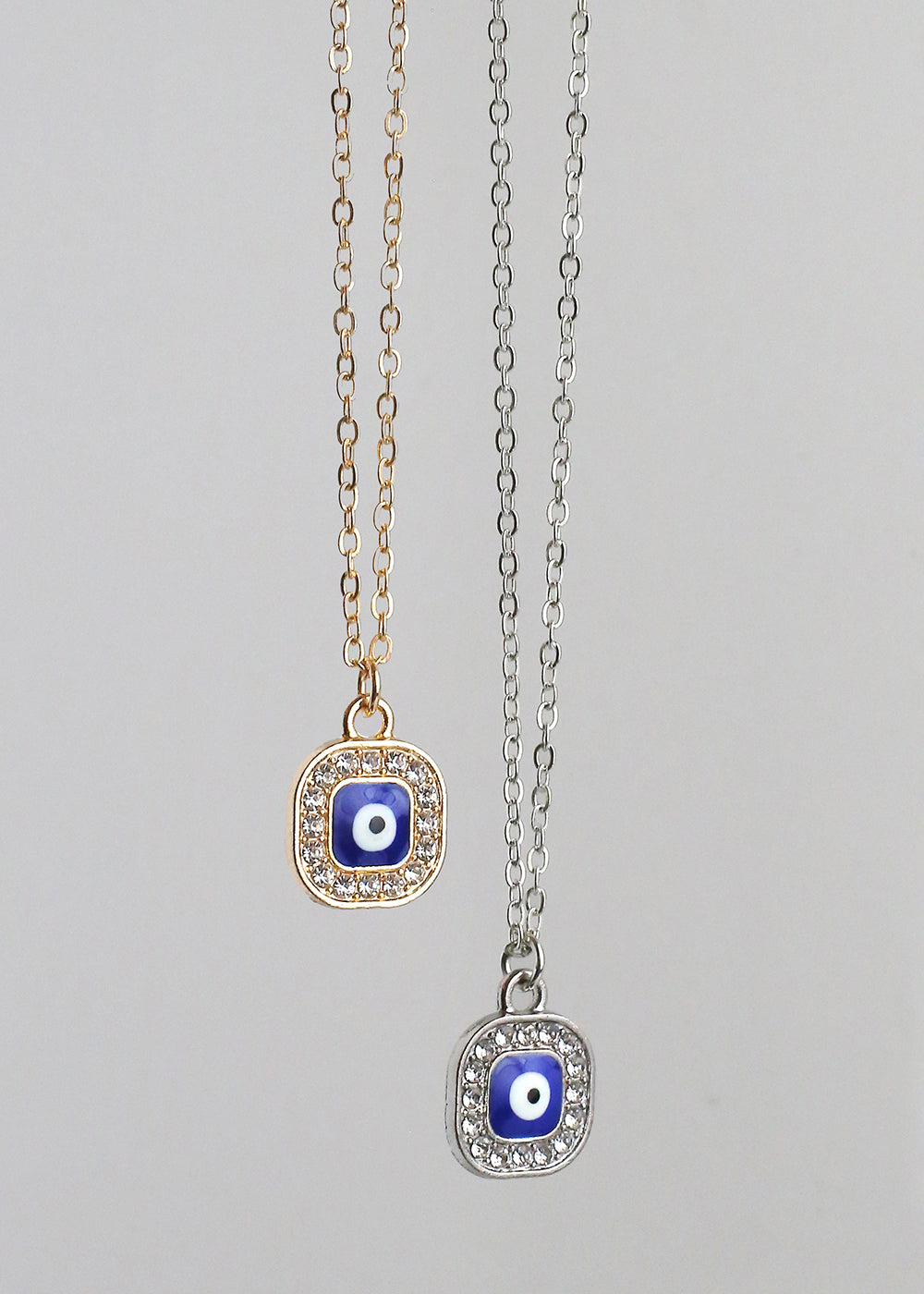 Square Evil Eye Charm Necklace