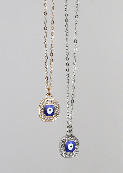 Square Evil Eye Charm Necklace