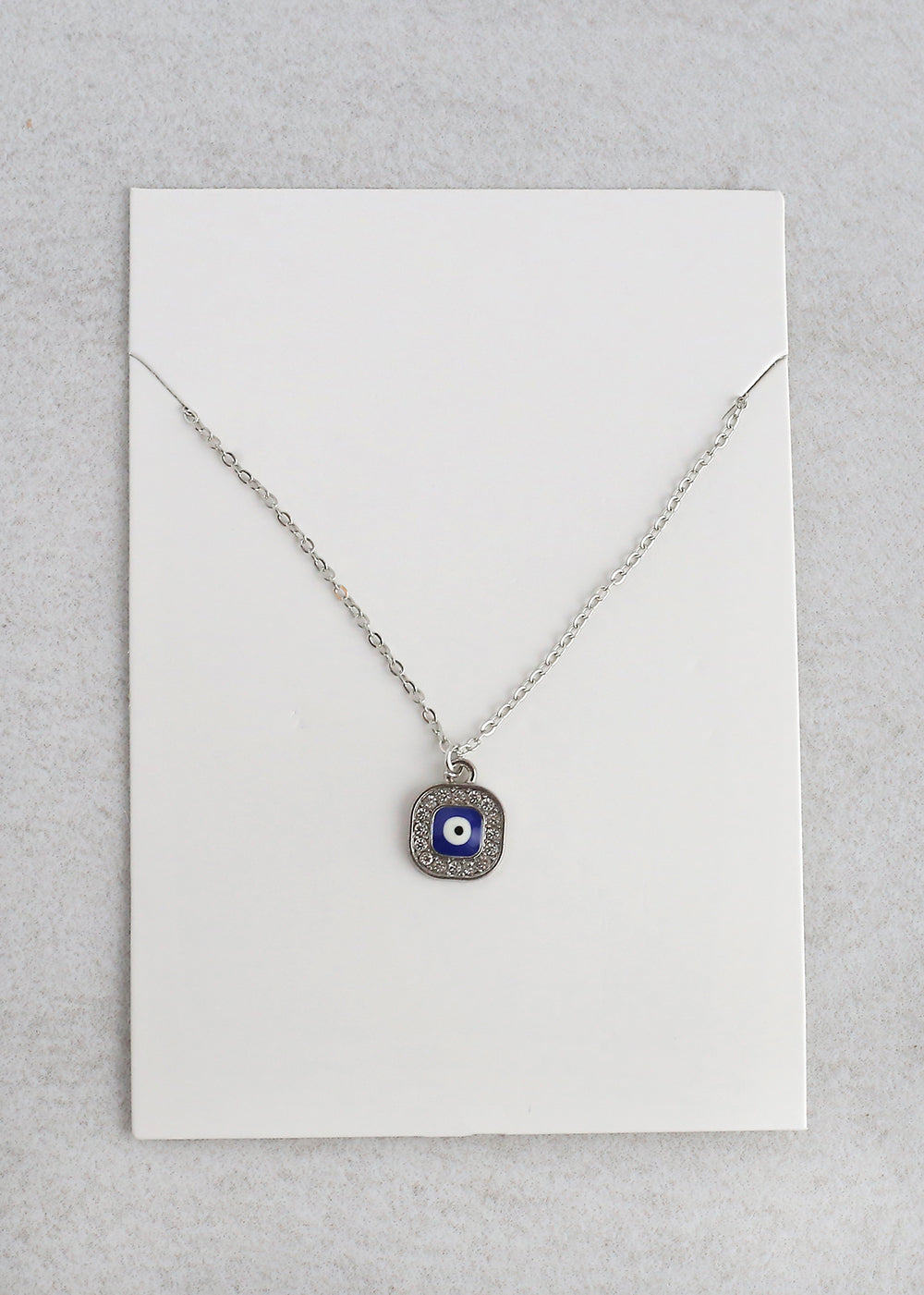 Square Evil Eye Charm Necklace
