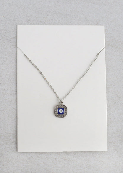 Square Evil Eye Charm Necklace