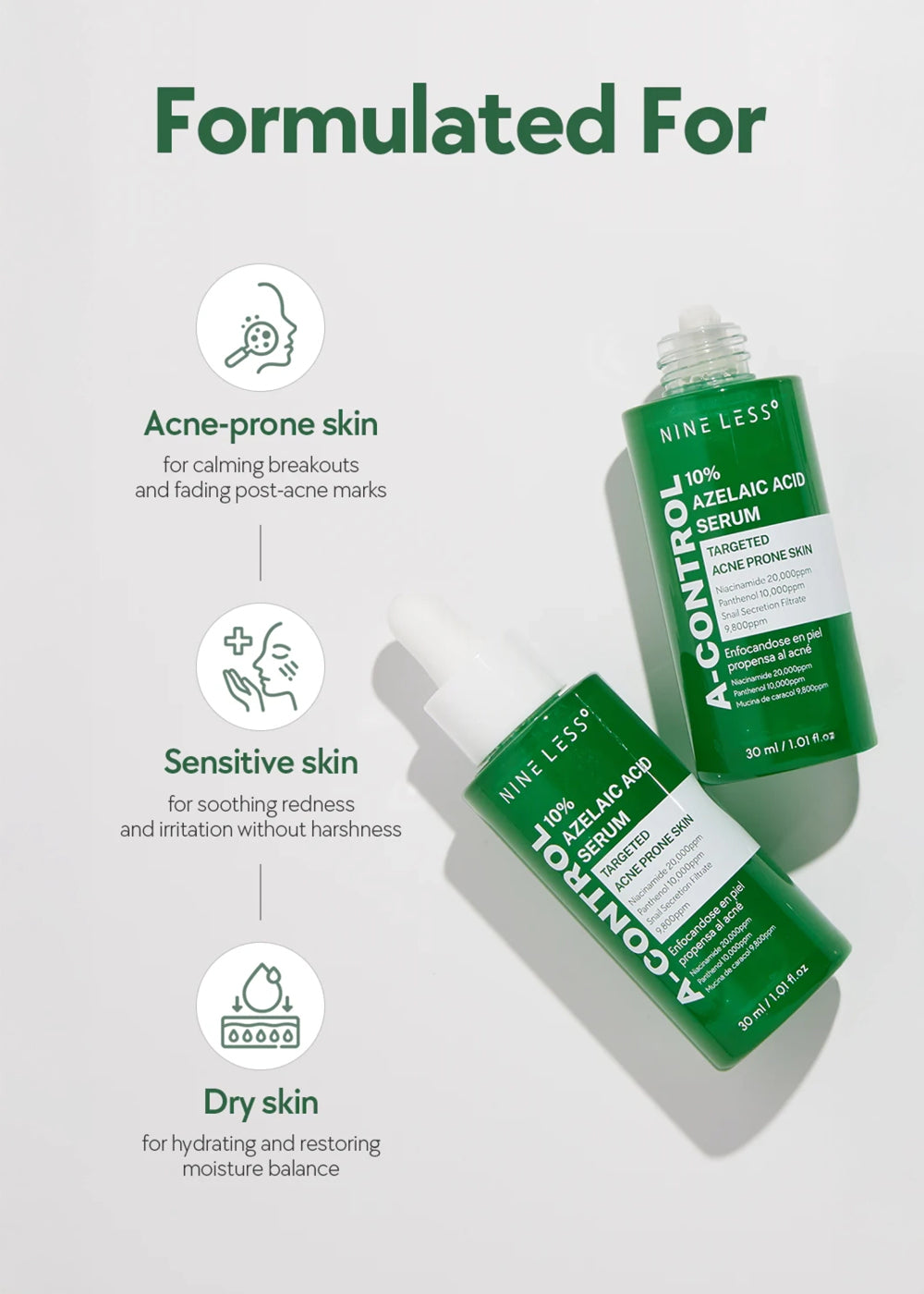 NINELESS A-Control 10% Azelaic Acid Serum 30ml