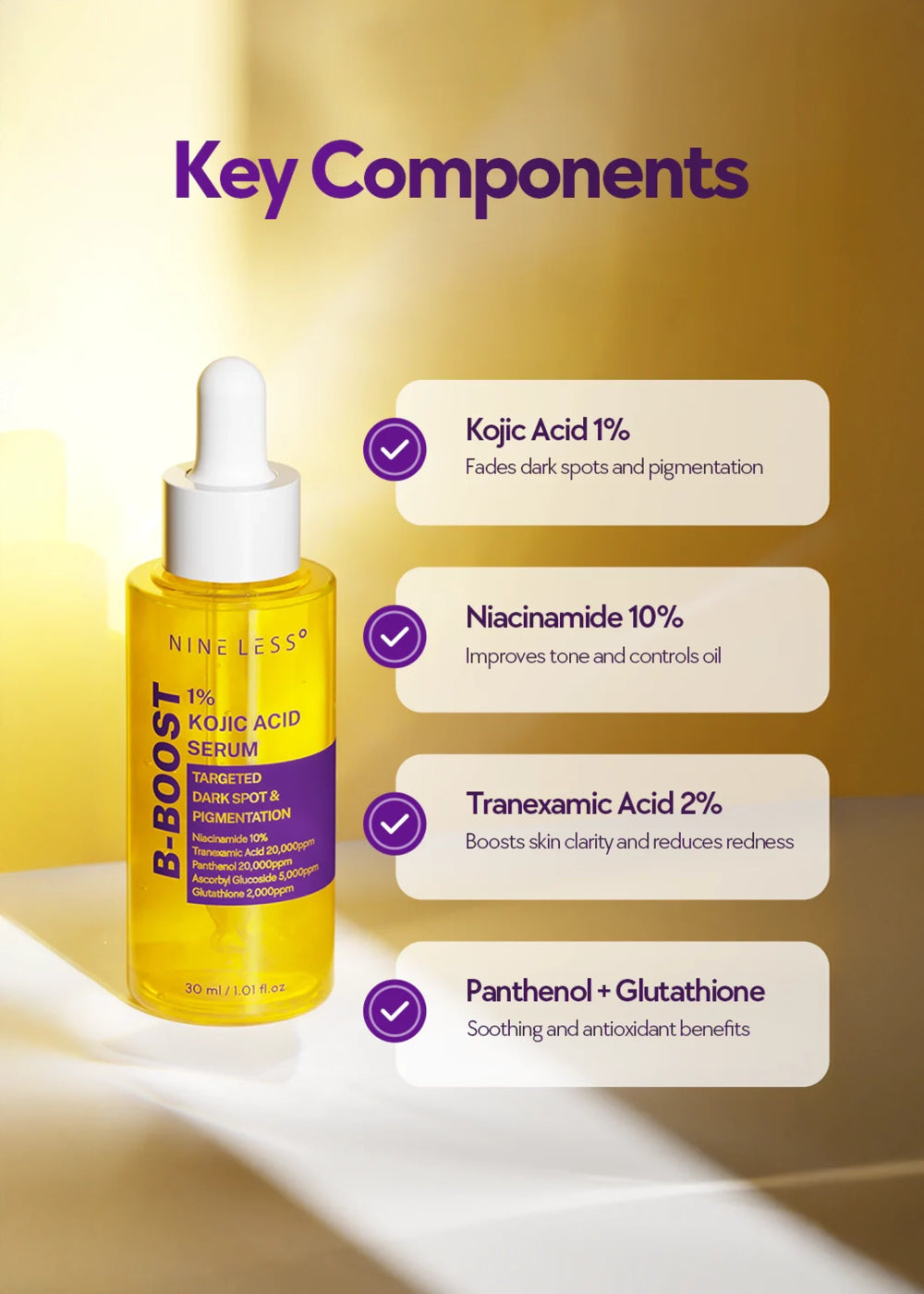 NINELESS B-Boost 1% Kojic Acid Serum 30ml