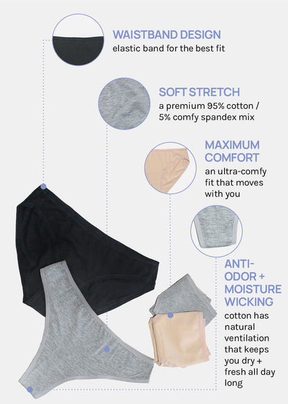 Her. Cotton Stretch Thong - Nude