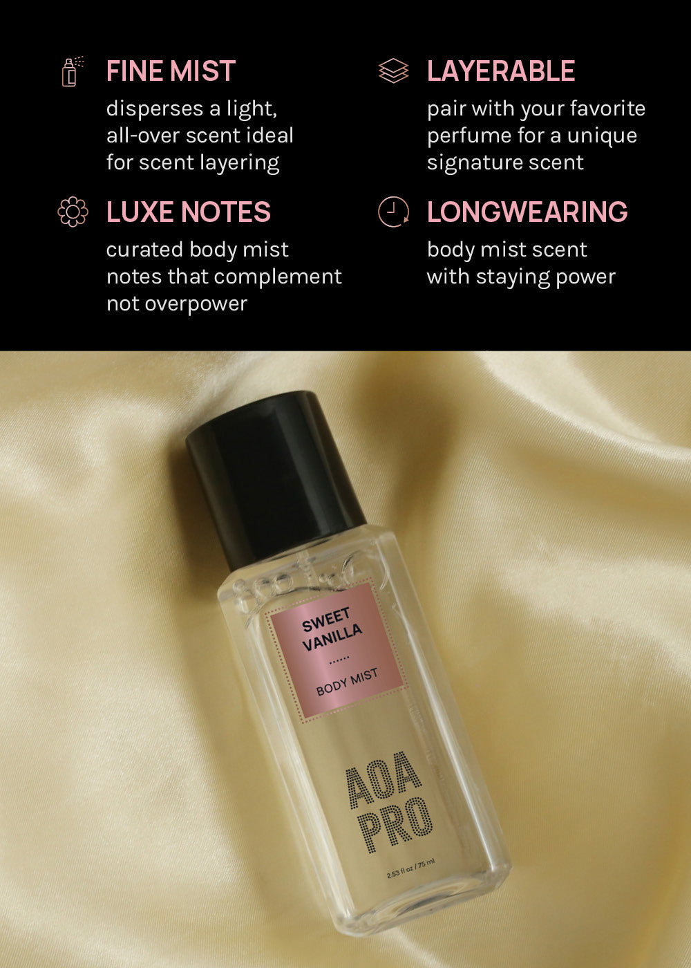 AOA Pro Sweet Vanilla Body Mist