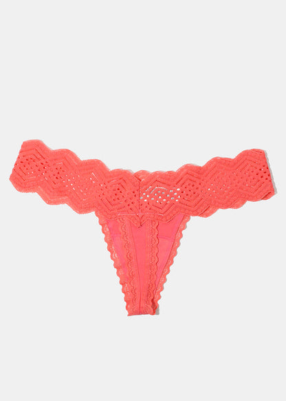 Coral Lace Thong