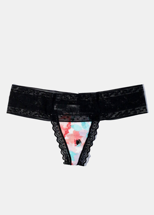 Color Floral Lace Thong