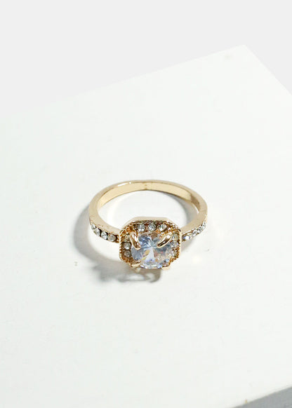 Stone Ring Thin Band Ring