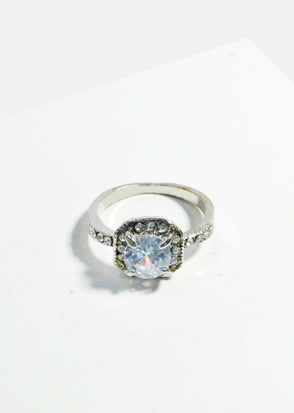 Stone Ring Thin Band Ring