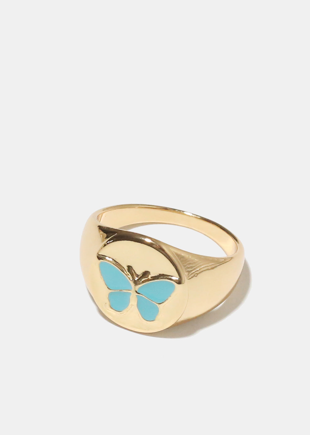Gold Enamel Butterfly Ring