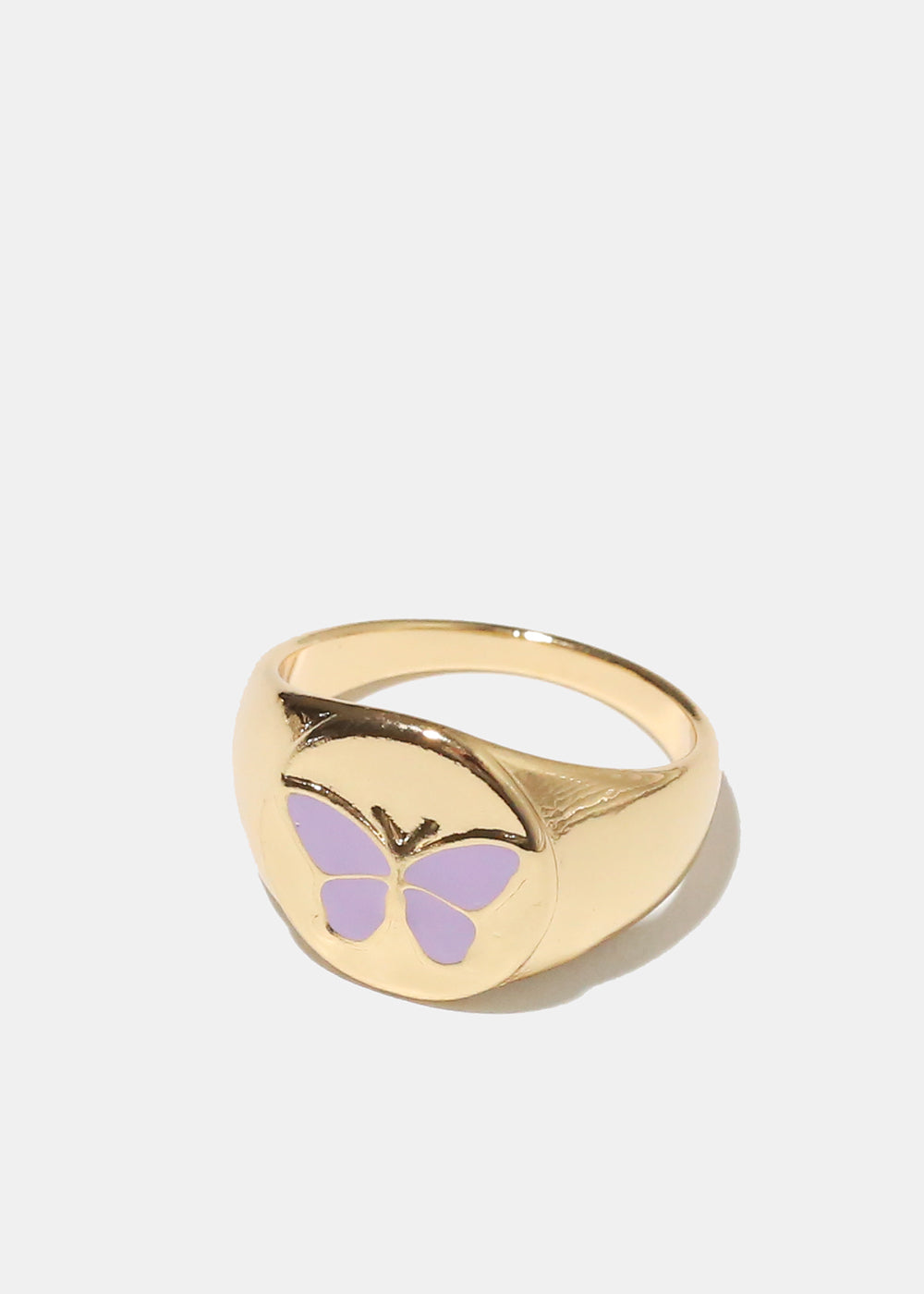 Gold Enamel Butterfly Ring