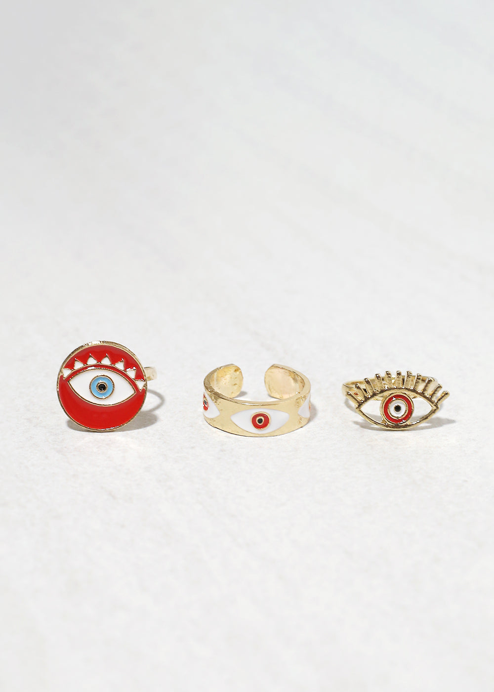 3 Piece Evil Eye Ring Set