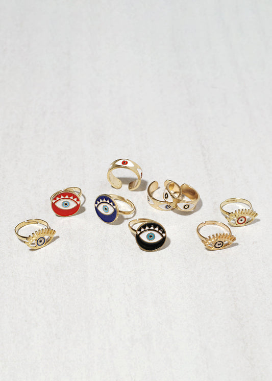 3 Piece Evil Eye Ring Set