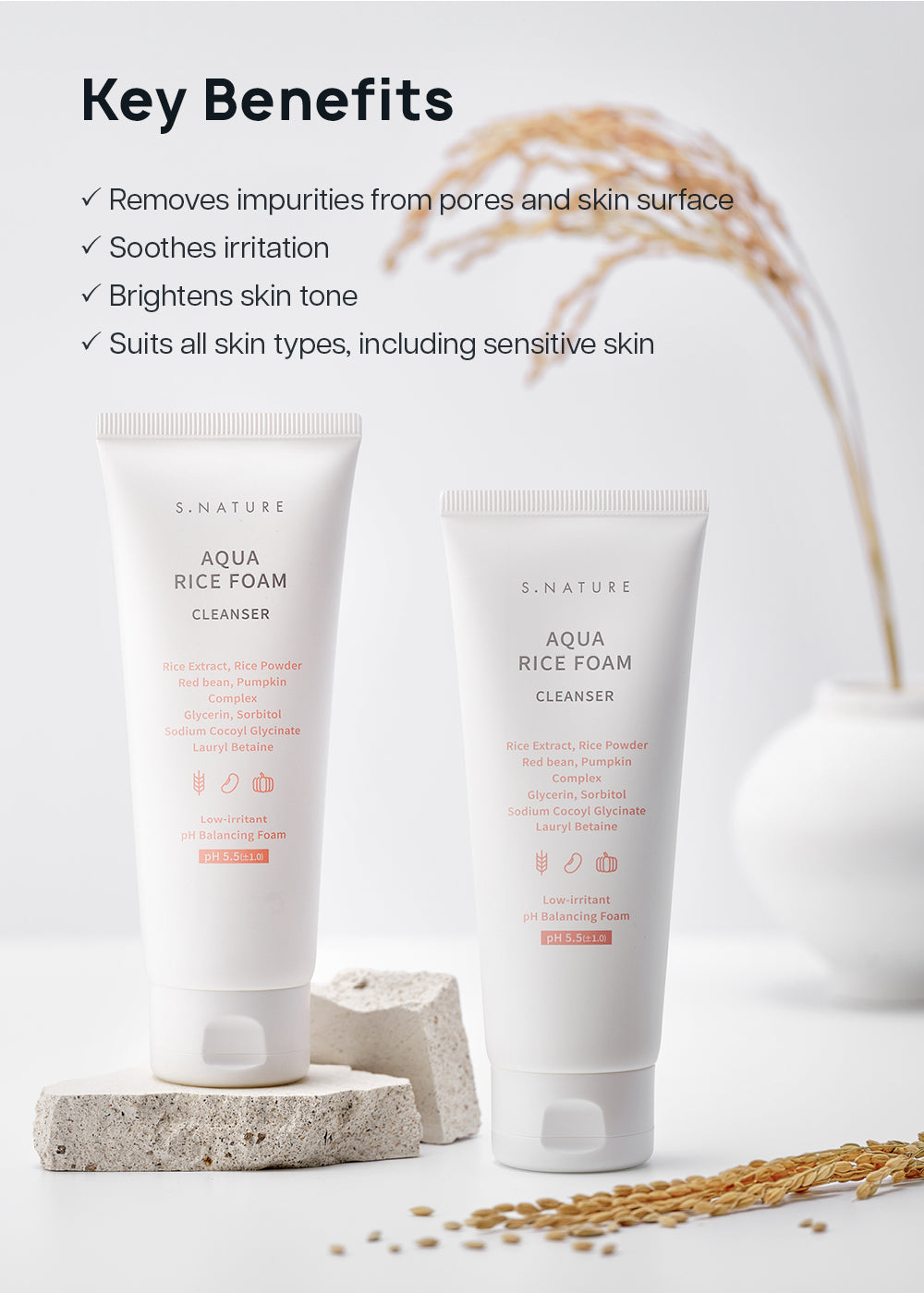 S.NATURE Aqua Rice Foam Cleanser 80ml