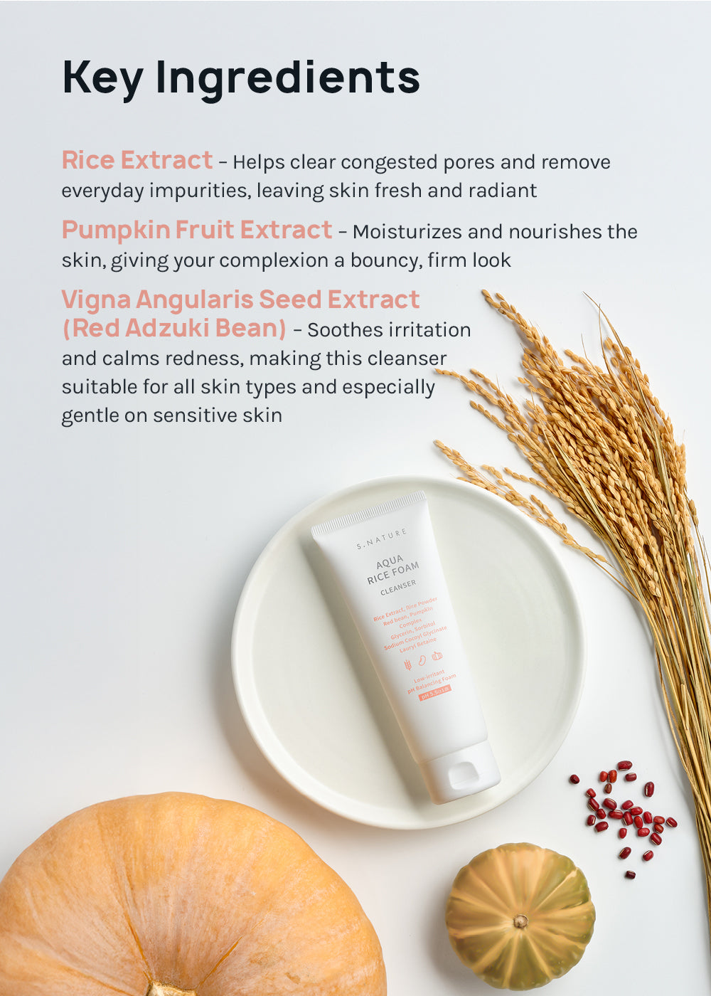 S.NATURE Aqua Rice Foam Cleanser 80ml