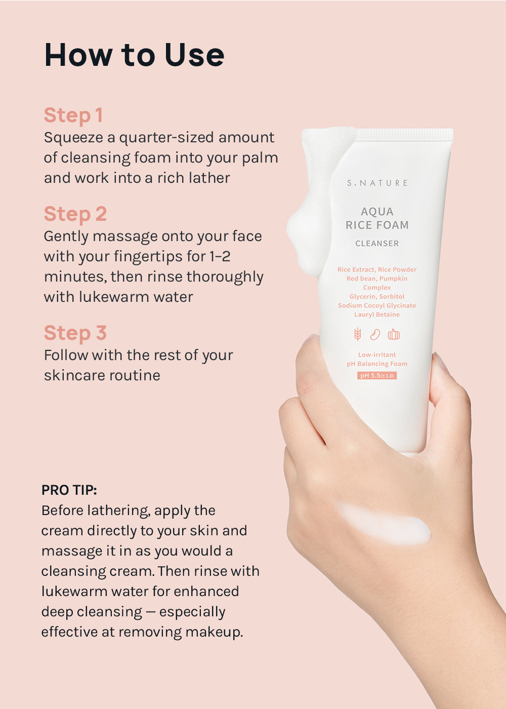 S.NATURE Aqua Rice Foam Cleanser 80ml