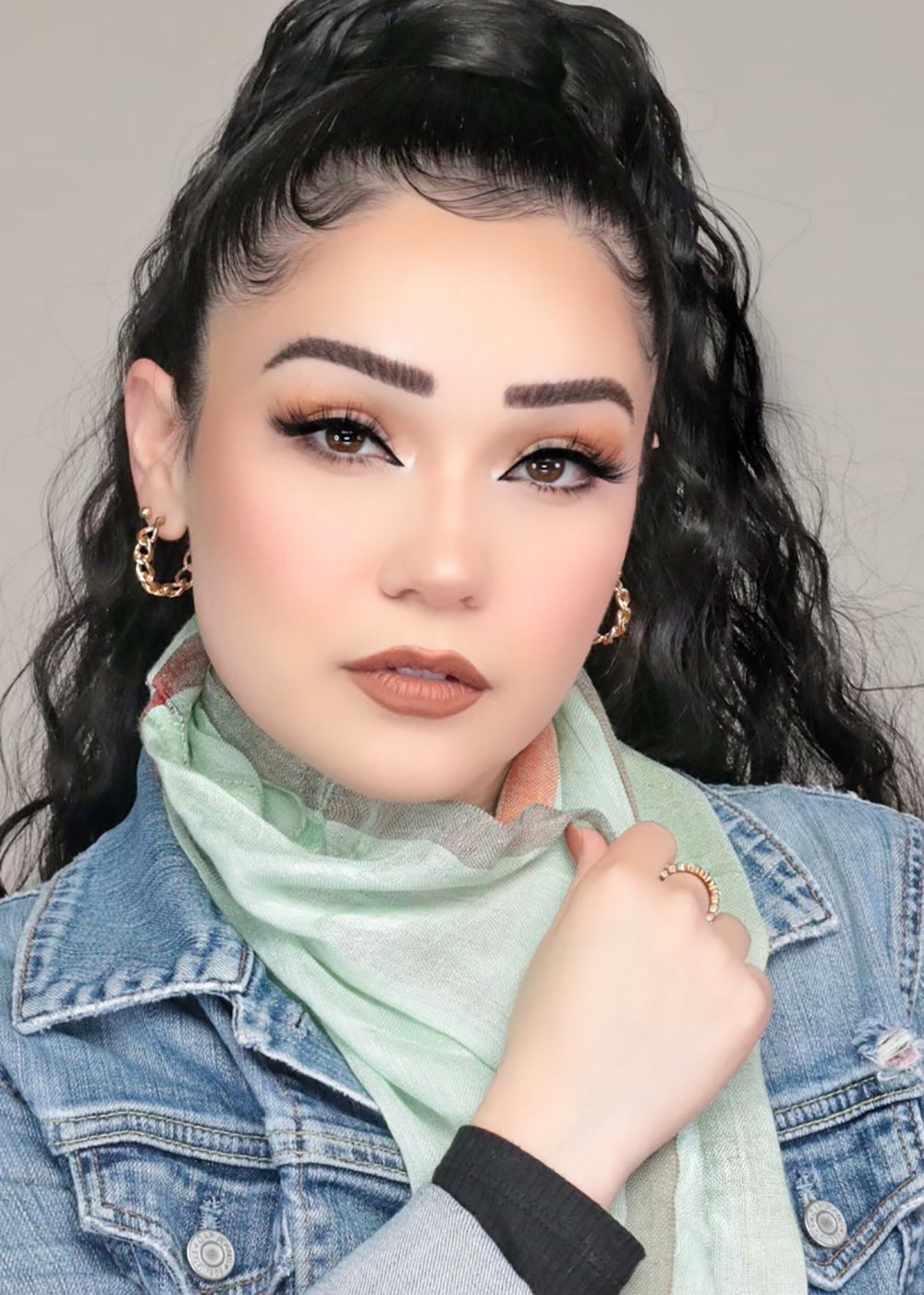 A+ Mint Striped Lightweight Scarf
