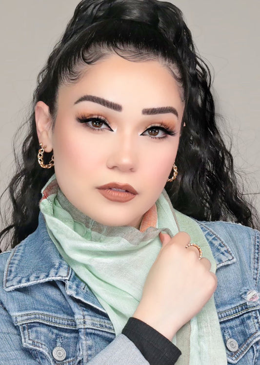 A+ Mint Striped Lightweight Scarf
