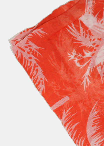 A+ Coral Palm Tree Print Lightweight Scarf