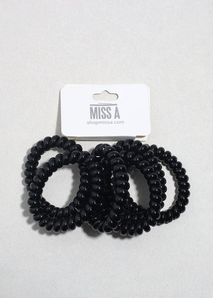 Black Spiral Hair Ties - 6 Pack