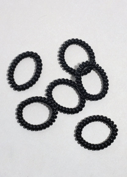Black Spiral Hair Ties - 6 Pack
