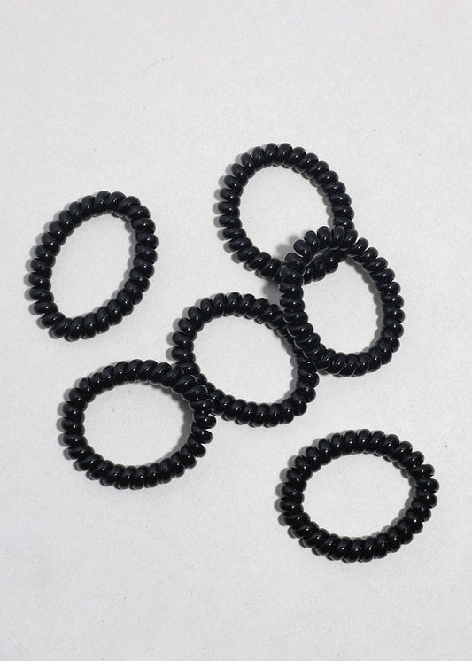 Black Spiral Hair Ties - 6 Pack