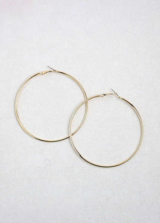 Classic Thin Hoop Earrings - 8 mm