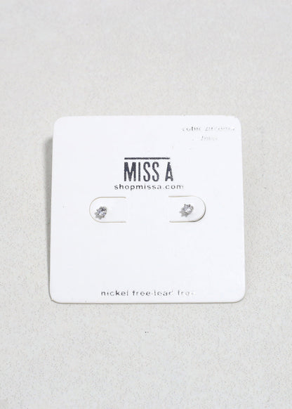 Classic Cubic Zirconia Stud Earrings - Silver