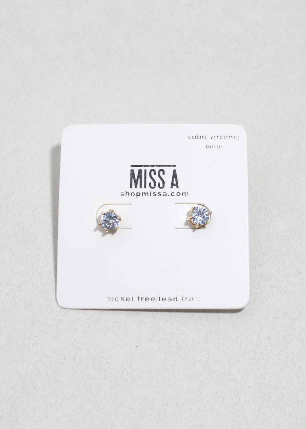 Classic Cubic Zirconia Stud Earrings - Gold