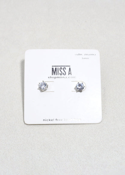 Classic Cubic Zirconia Stud Earrings - Silver