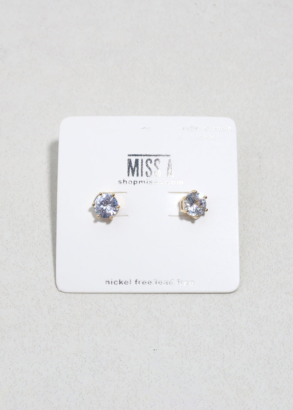 Classic Cubic Zirconia Stud Earrings - Gold