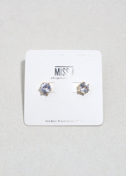 Classic Cubic Zirconia Stud Earrings - Gold