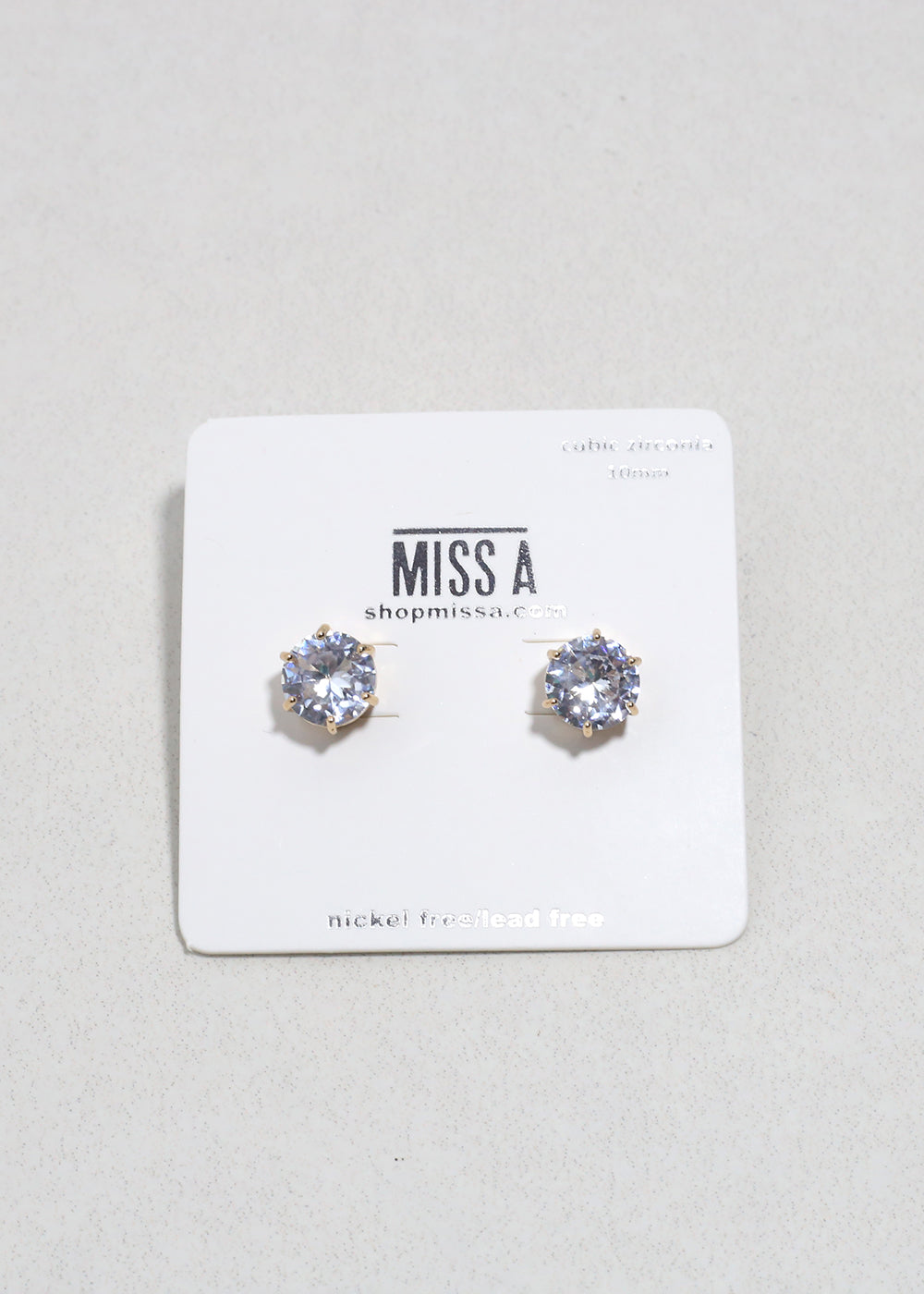 Classic Cubic Zirconia Stud Earrings - Gold