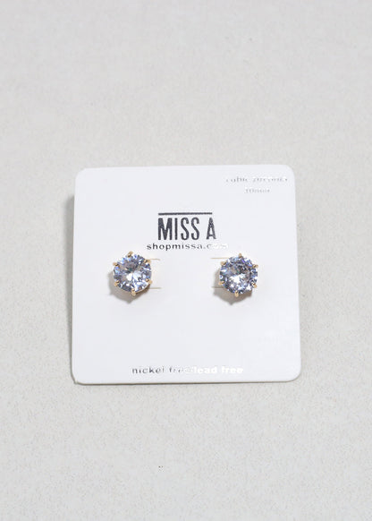 Classic Cubic Zirconia Stud Earrings - Gold