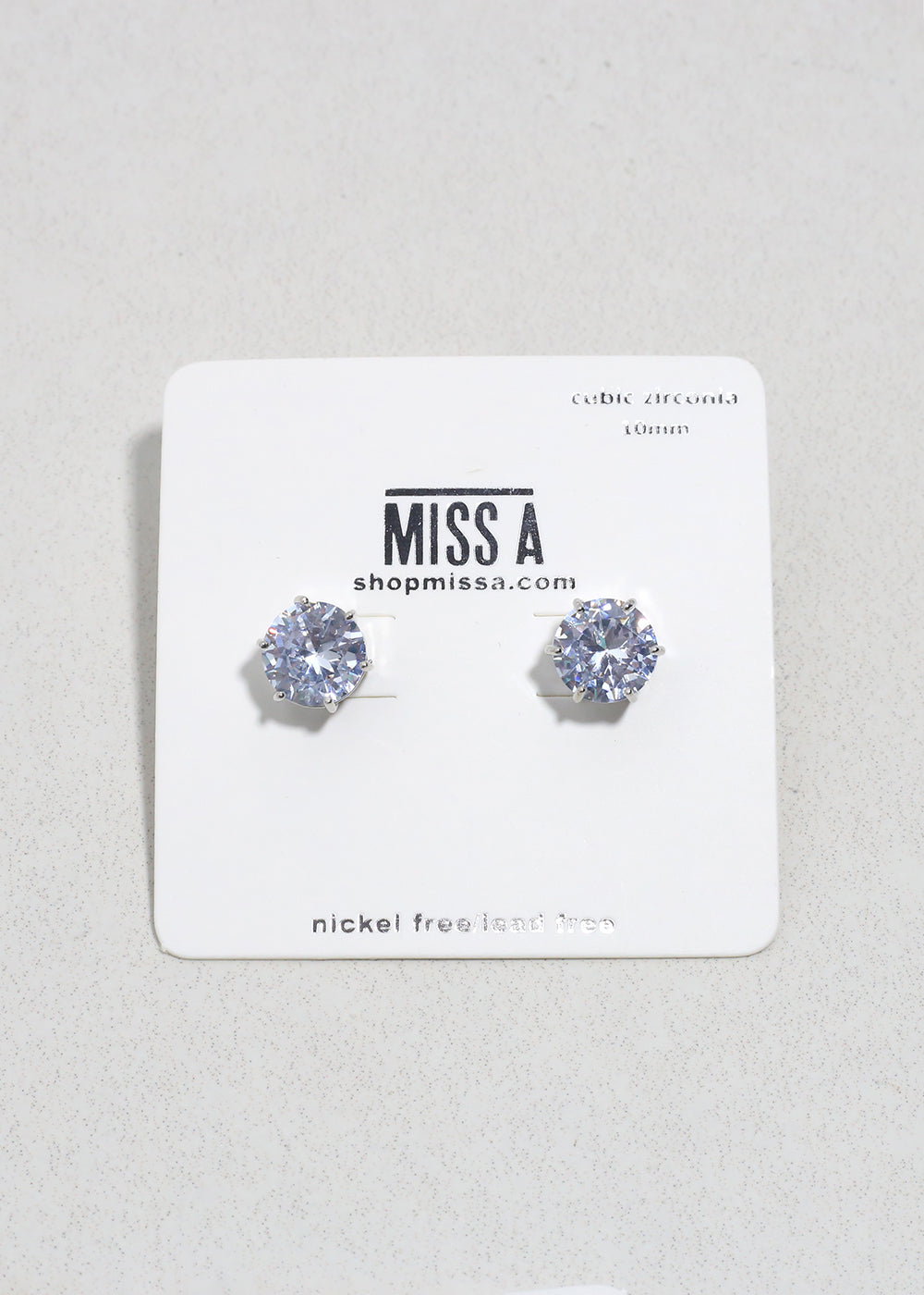 Classic Cubic Zirconia Stud Earrings - Silver