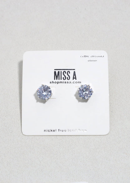 Classic Cubic Zirconia Stud Earrings - Silver