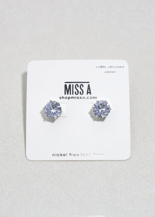 Classic Cubic Zirconia Stud Earrings - Silver