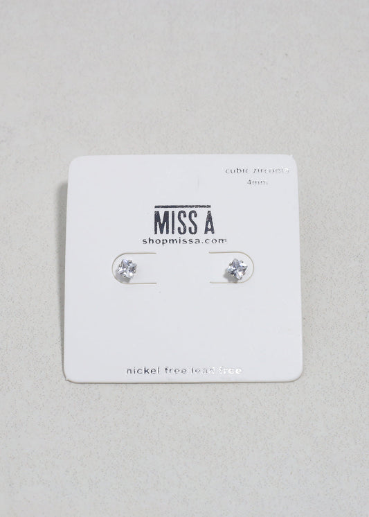 Classic 4mm Cubic Zirconia Studs - Silver