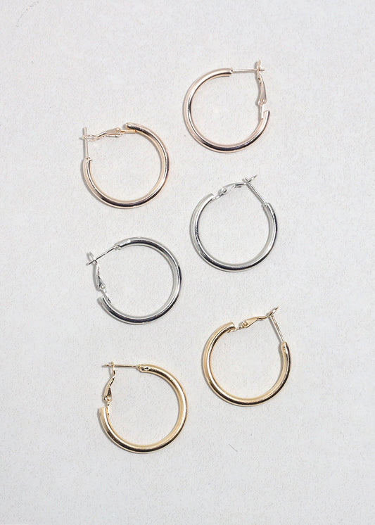 Classic Hoop Earring Set - 3 Pairs