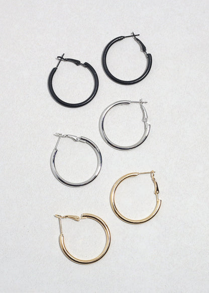 Classic Hoop Earring Set - 3 Pairs