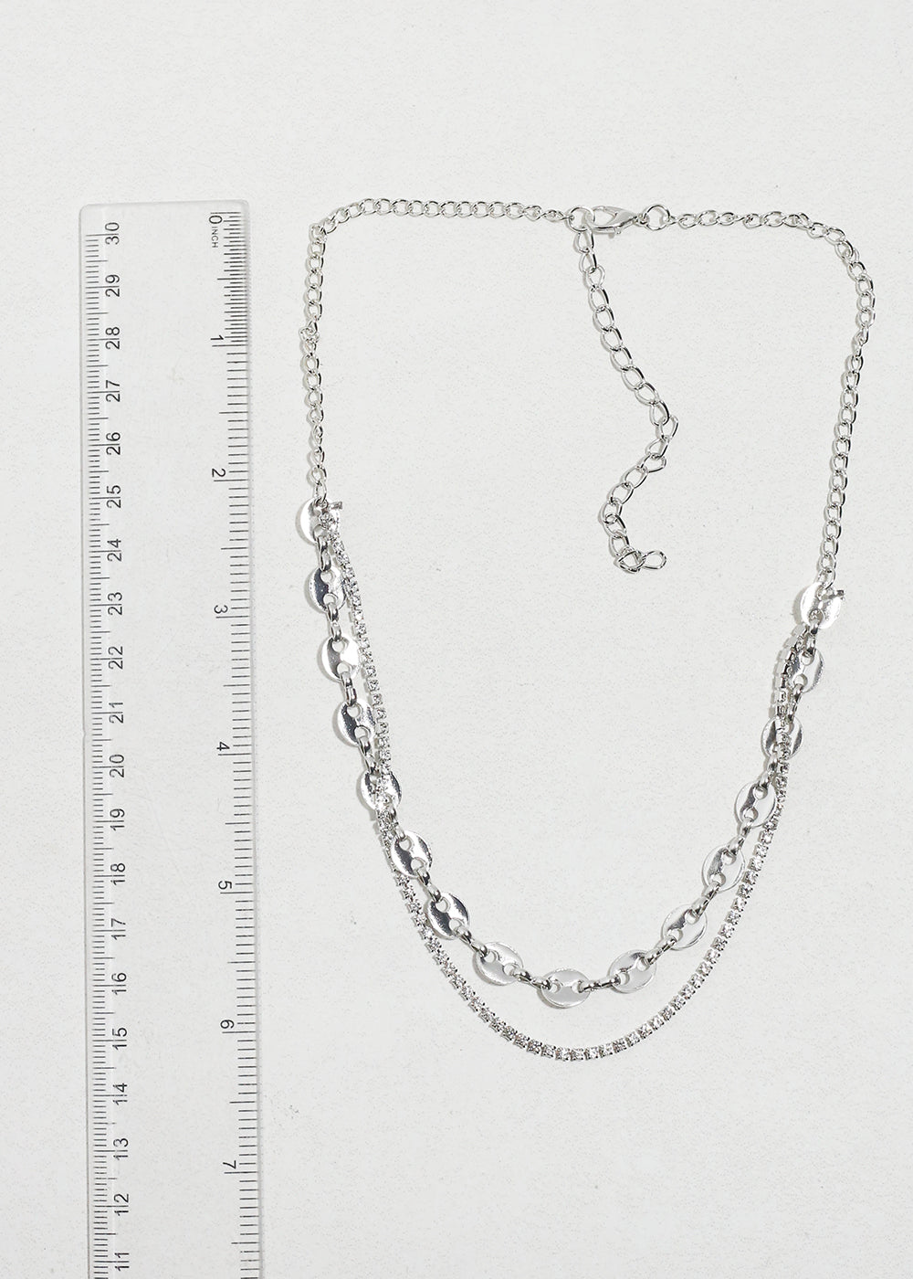 Layered Rhinestone Chain Necklace