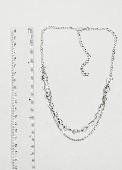 Layered Rhinestone Chain Necklace