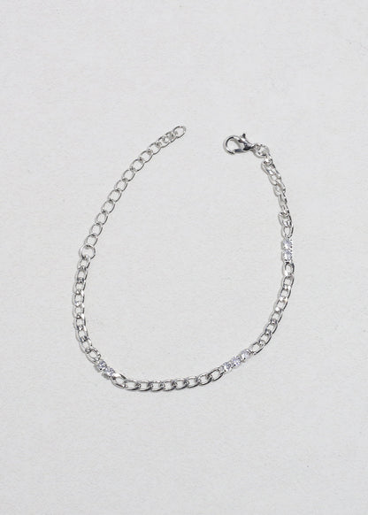 Silver Chain Bracelet with Rhinestones