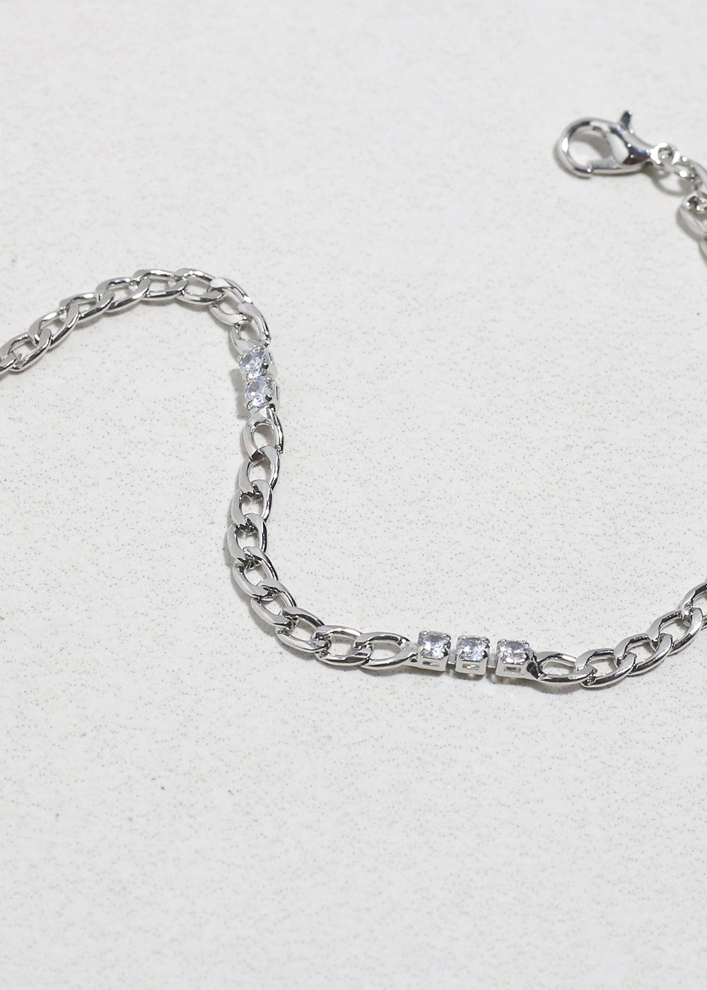 Silver Chain Bracelet with Rhinestones