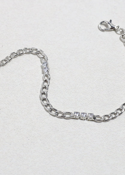 Silver Chain Bracelet with Rhinestones