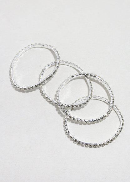 4 PC Rhinestone Bracelet Set