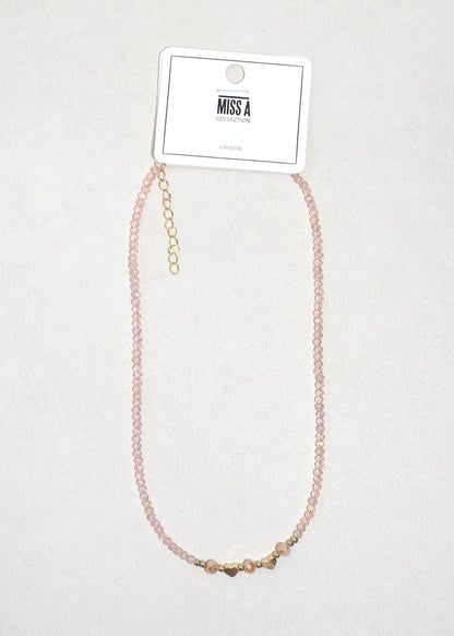 Blush Heart Glow Beaded Necklace