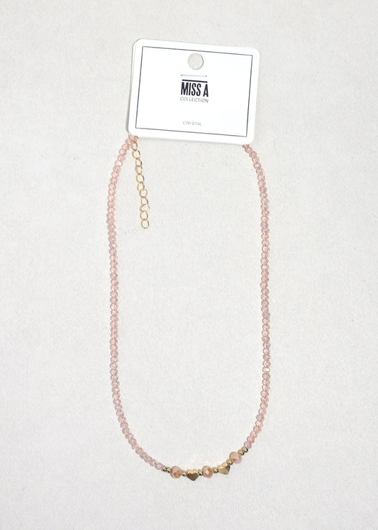 Blush Heart Glow Beaded Necklace