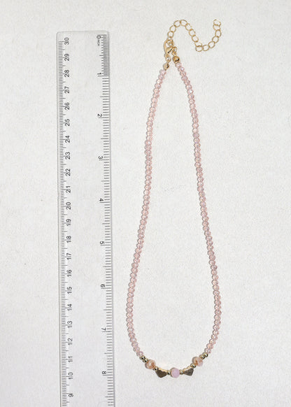Blush Heart Glow Beaded Necklace