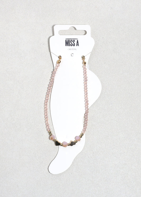Blush Heart Glow Beaded Anklet