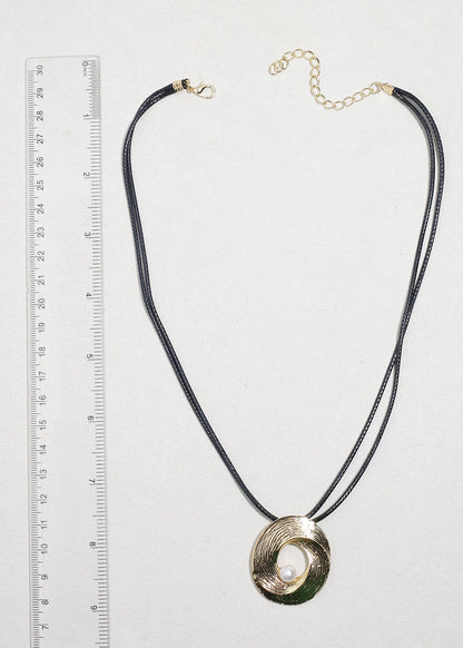 Golden Swirl Pearl Pendant Necklace